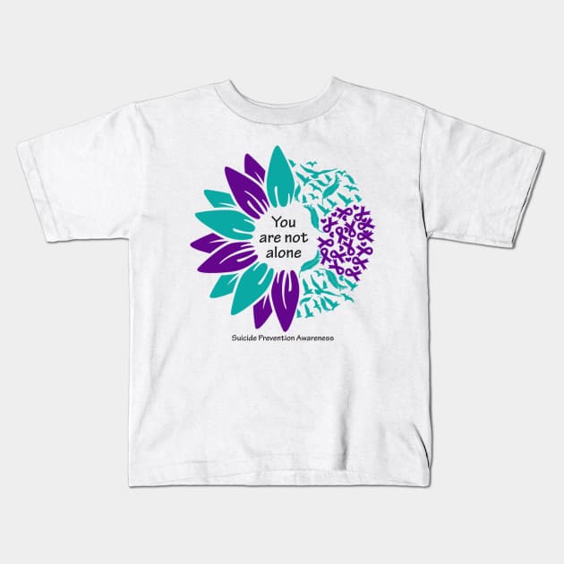 Suicide Prevention: You are not alone, black type Kids T-Shirt by Just Winging It Designs